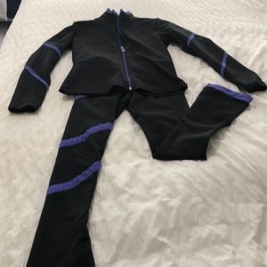 XXS girls ice skating outfit. Black with purple accents.